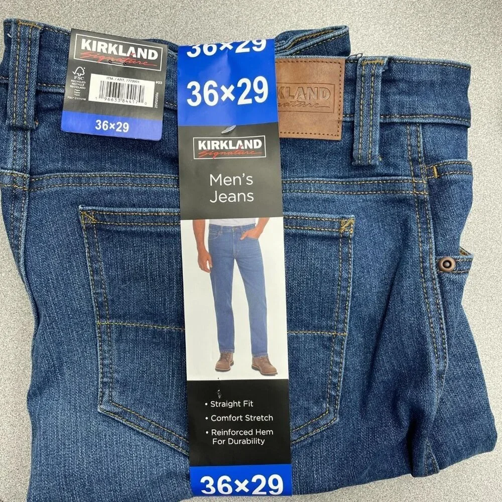 Kirkland Signature Men's 36x29 Straight Fit Comfort Stretch Jeans Blue N0245